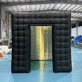 SAYOK Portable Inflatable Photo Booth Enclosure Photobooth Tent Photo Booth Backdrop Inflatable Black Cube Tent with Led Light for Advertising, Bars, Party Wedding (Two Doors, Black&White, 8.2ft) SAYOK
