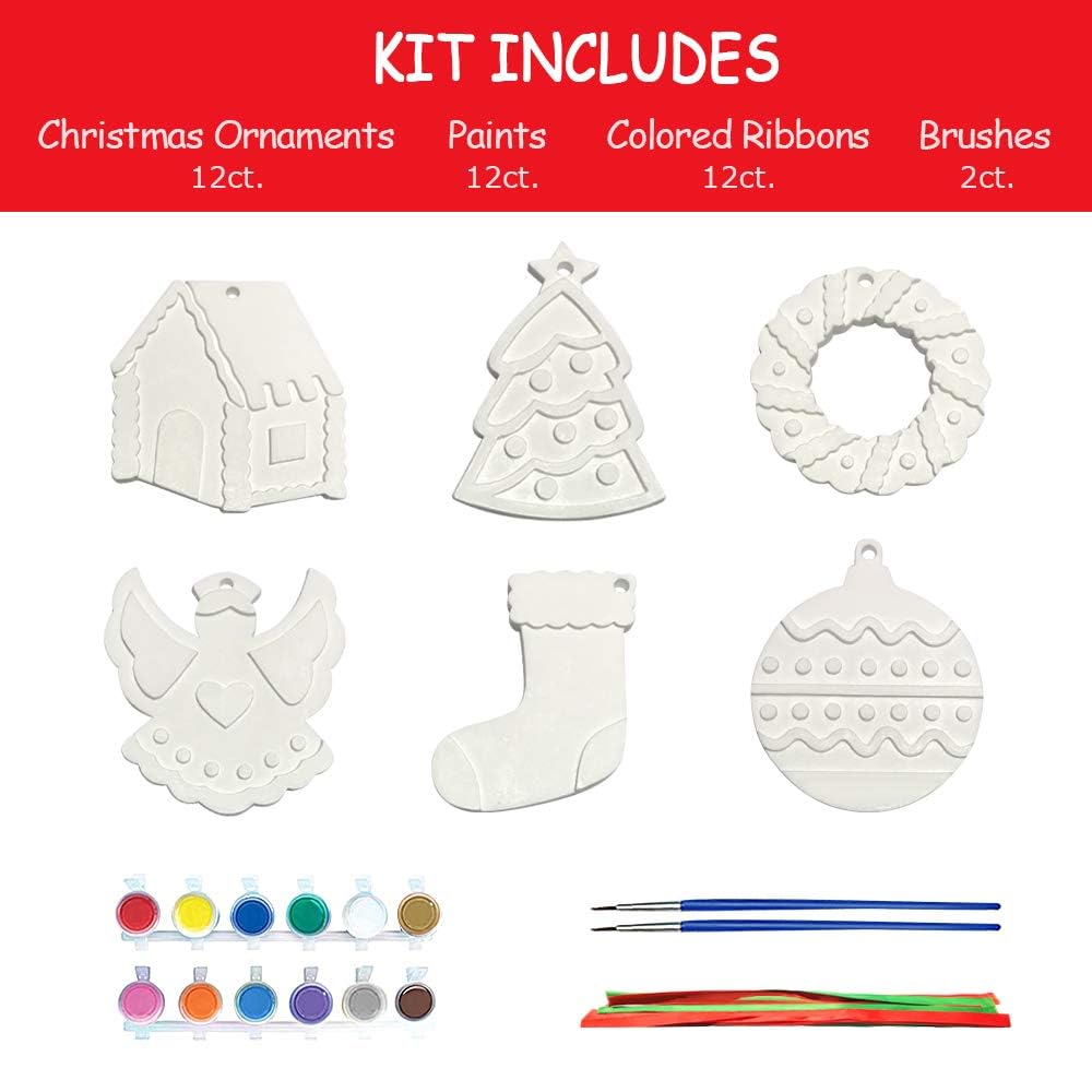 Christmas Crafts for Kids - DIY Christmas Tree Decorations Resin Ornaments Kits (Includes Paints Brushes) - Stocking Stuffers DIY Xmas Ornaments for KidsToddlers Girls Boys Ages 3-5 4-8 8-12 ORIENTAL CHERRY