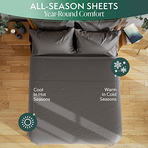 DREAMCARE 100% Eucalyptus Sheets, Full Bed Sheets, Tencel, Lyocell | Full Size Sheet Sets, Cool Sheets for Hot Sleepers - Premium Full Size with Deep Pockets + 2 Side Pockets - 6 pcs DREAMCARE