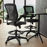 Flash Furniture Kale Mid-Back Swivel Office Chair with Adjustable Foot Ring, Lumbar Support, and Seat Height, Ergonomic Mesh Executive Chair, Black Flash Furniture