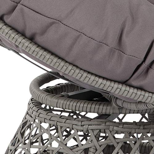 OSP Home Furnishings Wicker Papasan Chair with 360-Degree Swivel, Grey Frame with Grey Cushion OSP Home Furnishings