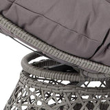 OSP Home Furnishings Wicker Papasan Chair with 360-Degree Swivel, Grey Frame with Grey Cushion OSP Home Furnishings