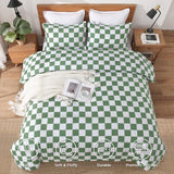 Andency Green Checkered Comforter Full(79x90Inch), Plaid Gingham Buffalo Grid Bedding Comforter Sets for Boys Kids Teens, 3 Pieces Lightweight Microfiber Geometric Preppy Bed Set Andency