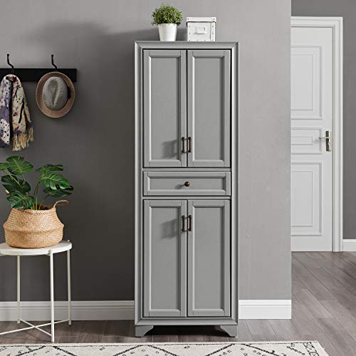 Crosley Furniture Tara Pantry, Distressed Gray - WoodArtSupply