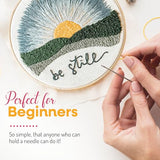 Elly & Grace Christian Embroidery Kit with Embroidery Hoop, Easy Embroidery Kit for Beginners and Adults, Full Embroidery Hoop Kit with Needles and Thread Included (Be Still)
