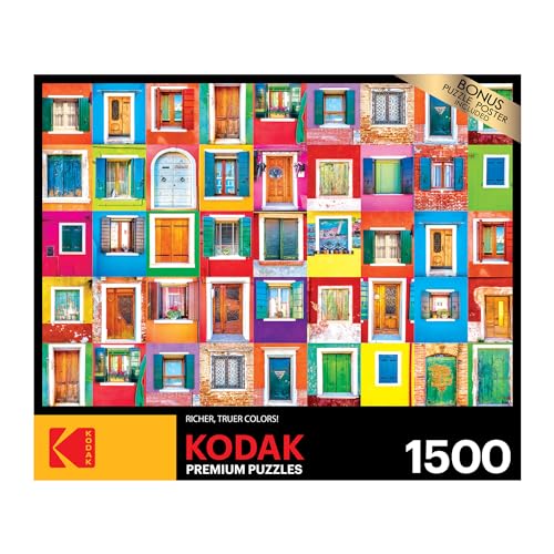 RoseArt - Kodak Premium - Colorful Windows and Doors of Burano - 1500 Piece Jigsaw Puzzle for Adults KODAK PREMIUM PUZZLES