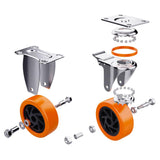 4 Inch Caster Wheels Set of 4 Heavy Duty Casters, No Noise Polyurethane Wheels for Tool Box, Furniture, Workbench, Cart (2PCS Locking Swivel Casters 2PCS Fixed Caster Wheels) Lvgwhisper