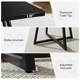 Tribesigns 31.5" Square Conference Table, Industrial Office Meeting Table for 4 People, Business Podcast Furniture with Metal Base for Small Spaces, Office Conference, Black Tribesigns