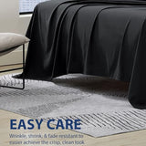 Cathay Home Hotel Luxury Wrinkle & Fade Resistant Double Brushed Ultra Soft Microfiber 1-Piece Single Flat Sheet - Black, Queen (90" x 102") Cathay Home