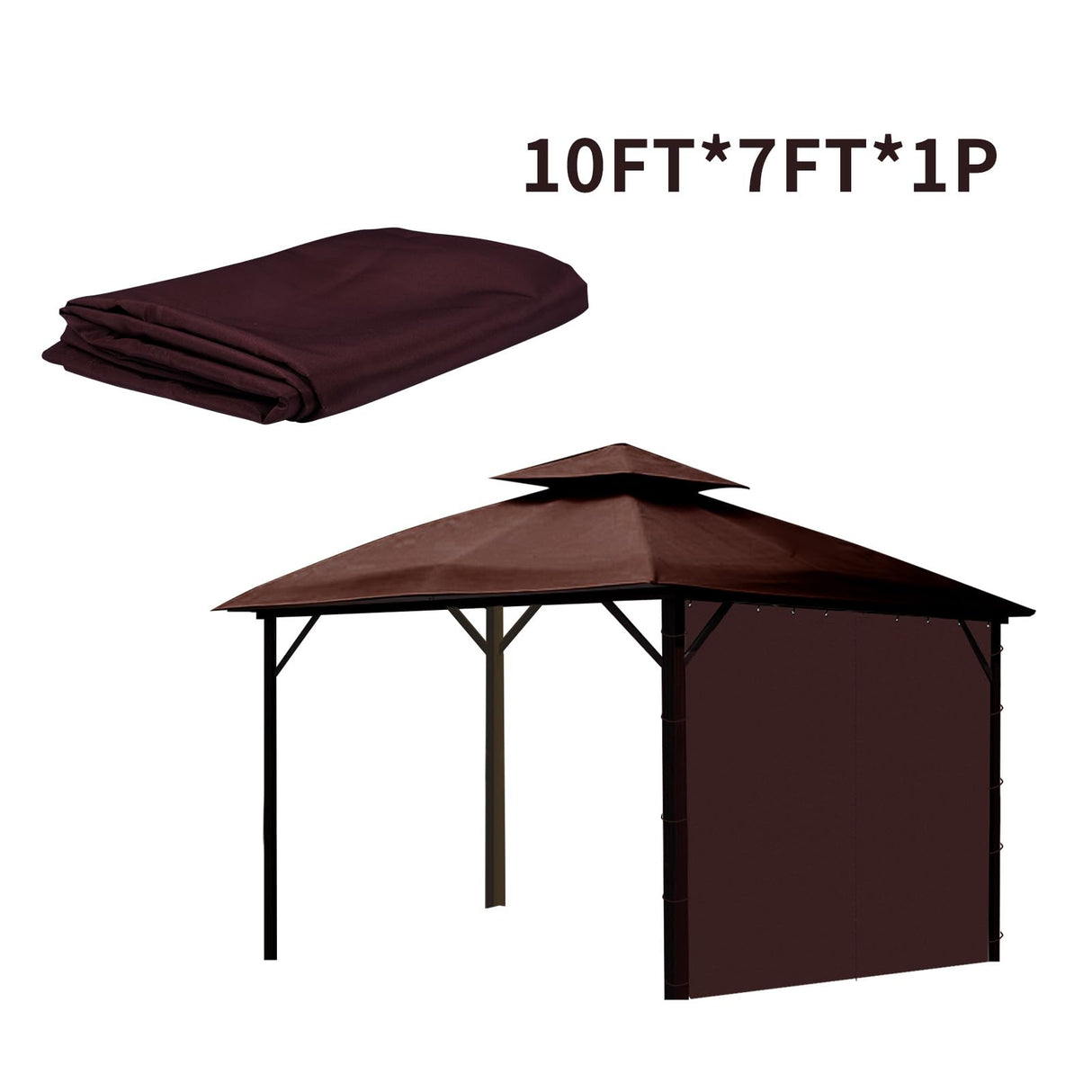 AONEAR Gazebo Privacy Curtain with Zipper Side Wall Universal Replacement for 10' x 10' Gazebo, Patio, Outdoor Canopy, Garden and Backyard,Coffee Brown (1-Panel Curtain Only) aonear
