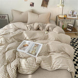 Nayoroom Gingham Duvet Cover Twin Size Brown Tan Plaid Checkered Comforter Cover Grid Farmhouse Bedding Set 2 Pcs Soft Breathable Washed Microfiber Gifts for Women Men Nayoroom