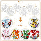 BEUNITONE 6 Sets Embroidery Kits for Beginners with Dragon and Flowers Patterns, DIY Craft Kits for Adults Include Embroidery Hoops and Instructions, Needlepoint Kits for Craft Lover and Home Decor