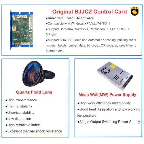 US Stock 100W Fiber Laser Marking Machine Engraver 300x300MM Lens for Metal Jewelry Oabduz