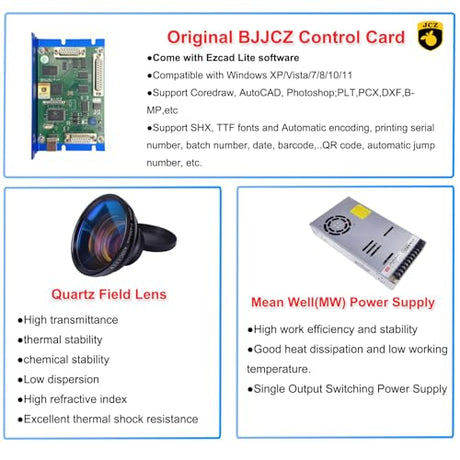 US Stock 100W Fiber Laser Marking Machine Engraver 300x300MM Lens for Metal Jewelry Oabduz
