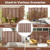 Giantex 6 Panels Room Divider - Folding Room Dividers with Carved Cutout Pattern & Solid Wood Frame, Fully Assembled, 5.5FT Antique Partition Privacy Screen Wall Divider for Room Separation, Brown Giantex