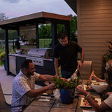 Backyard Discovery Fusion Flame Turn-Key Outdoor Kitchen with 38-inch Stainless Steel 5-burner Grill Island, Sear Zone, Infrared Burner, Outdoor-Rated Refrigerator, Storage, Steel Roof for Deck, Patio Backyard Discovery