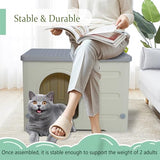 Waterproof Cat House Outdoor Indoor, Plastic Cat House for Outdoor Cats Feral Cat House Outdoor, Sturdy Cat Bed for Small Pet, Spacious, Assemble Easily -Grey Rockever