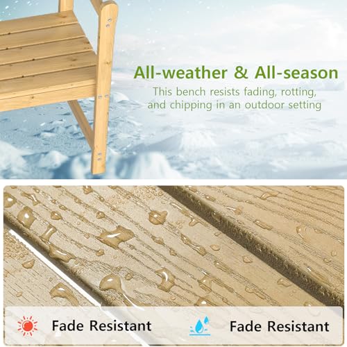 Outdoor Bench, 4 ft Patio Wooden Bench, Weatherproof Sturdy Wood Frame Garden Bench, 2-Person Loveseat with Armrests and Backrest, 800Lbs Weight Capacity, for Porch, Entryway - 22"D x 47.5"W x 34"H B