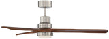 Casa Vieja 52" Delta-Wing DC Rustic Farmhouse 3 Blade Indoor Ceiling Fan with LED Light Remote Control Brushed Nickel Walnut Wood for Living Kitchen Bedroom Family Dining Office Room Casa Vieja