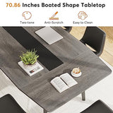 LITTLE TREE 6 FT Conference Room Table, 70.86L x 35.43W x 29.52H Inches Boat Shaped Meeting Seminar Boardroom Table. Gray LITTLE TREE