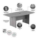 Bush Furniture UrbanPro Conference Table with Wood Base in Platinum Gray - Engineered Wood Bush Business Furniture