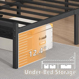 CLIBFENG Bed Frame Twin Size with USB Charging Station, LED Bed Frame with Wood Storage Headboard, Black Metal Platform Bed with Under Bed Storage, No Box Spring Needed, Noise Free CLIBFENG