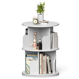 Nidouillet 2-Tier Rotating Bookshelf - Stylish White 360° Swivel Bookcase for Home and Office Nidouillet