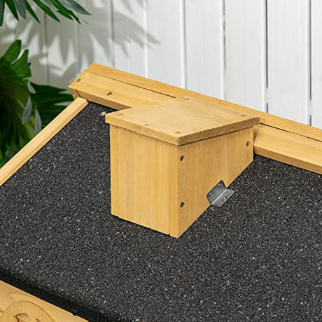 PawHut 47" Wooden Rabbit Hutch Outdoor with Run, Metal Frame, 2-Story Bunny Rabbit Cage with Removable Tray, Ramp, Bunny Hutch with Space-Saving Design PawHut