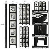 SZQINJI 3 Panel Photo Room Divider Screen, Solid Wood Divider for Room Separation for 8x10 Picture Frame Without Mat for 5x7 Photo with Mat, Black SZQINJI