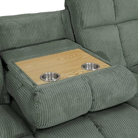 Ocstta Corduroy Recliner Sofa Set for Living Room,Reclining Loveseat/Couch/Chair Set Manual Reclining Sofa Set with Storage/Cup Holders for Living Room Office Home (Green, 3 Seater Sofa) Ocstta