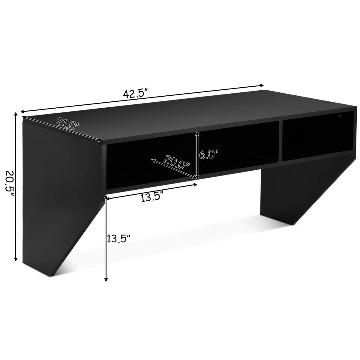 BestComfort Wall Mounted Desk Hutch, 42.5inch Floating Laptop Table Writing Desk, Home Office Workstation Hanging Computer Desk, Modern Floating Console Media Storage Cabinet