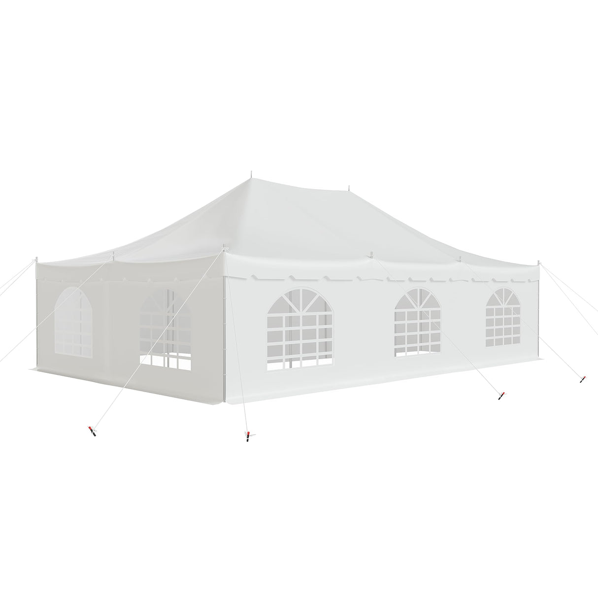 EROMMY 20x30ft Pole Party Tent with Sidewalls, 2 Doors, Carry Bags, Heavy Duty PVC Fire Retardant Outdoor Canopy for 120 People, Ideal for Parties, Events, Weddings, Large White Tent EROMMY