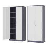 Fesbos Metal Storage Cabinet-72” Tall Steel File Cabinets with Lockable Doors and 5 Adjustable Shelves-Gray&White Steel Storage Cabinet for Home, School, Office, Garage Fesbos