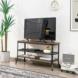 Tangkula TV Stand for TVs up to 46 Inch, 3-Tier Industrial Wooden Console Table with Mesh Grid Storage Shelf, Metal Frame, Rustic Entertainment Center for Living Room (Rustic Brown) Tangkula