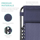 Best Choice Products Set of 2 Adjustable Steel Mesh Zero Gravity Lounge Chair Recliners w/Pillows and Cup Holder Trays - Navy Blue