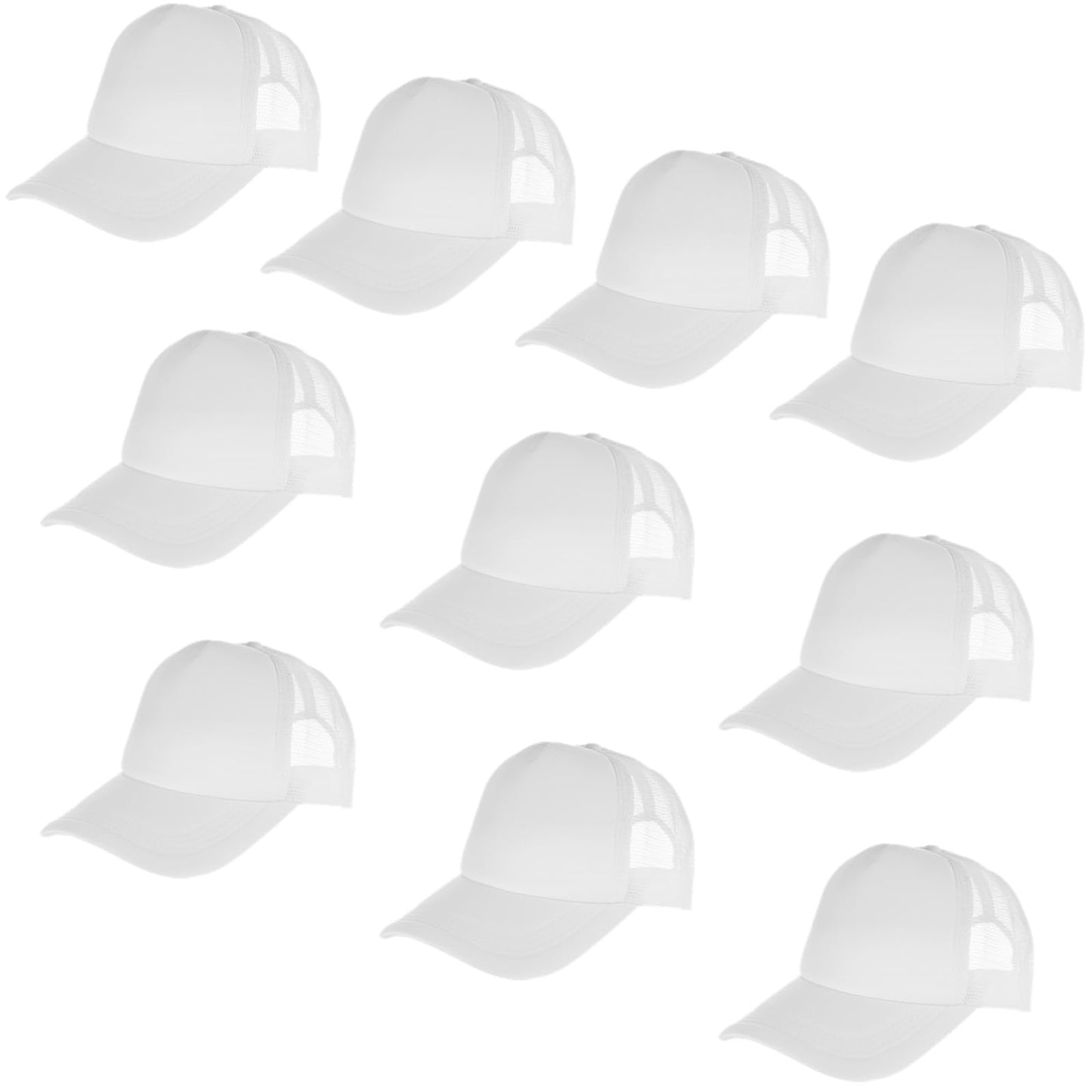 10 PCS Sublimation Blank Trucker Hats Plain Blank Baseball Caps Adjustable Back Strap Unisex Blank Mesh Caps Men Women DIY (Cotton, White)