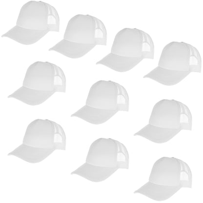 10 PCS Sublimation Blank Trucker Hats Plain Blank Baseball Caps Adjustable Back Strap Unisex Blank Mesh Caps Men Women DIY (Cotton, White)