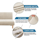 Armless Futon Cover Stretch Sofa Bed Slipcover Protector Elastic Feature Rich Textured High Spandex Small Checks Jacquard Fabric Futon Cover, Machine Washable, Island Fossi H.VERSAILTEX