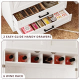 IRONCK Kitchen Pantry 72" Height, with 8 Hanging Shelves, 2 Drawers and Open Storage Cabinet, Freestanding Cupboard for Dining Room Living Room,Industrial White IRONCK