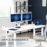 VIVO Electric Height Adjustable 71 x 30 inch Memory Stand Up Desk, White Extra Deep Table Top, White 4-Leg Dual Motor Frame, DESK-KIT-E4WW VIVO