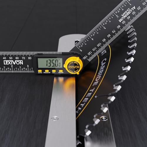 LEXIVON Aluminum Digital Angle Finder Gauge, 5-inch/130mm Multi-Purpose Protractor, Includes XL Display and Rugged Zippered Pouch (LX-DAF5) LEXIVON