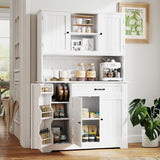 Gizoon Kitchen Hutch with Storage Kitchen Pantry Cabinet with Doors and Shelves Coffee Bar Cabinet with Storage Farmhouse Pantry for Dining Room and Craft Room, White Gizoon