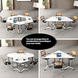 Folding Conference Tables,47.2x23.6x29.5in Modern Conference Room Tables Seminar Mobile Training Tables,with Caster Modular Flip Top Meeting Table for Office Conference Room (Trapezoid, 4 Pack) Crevew