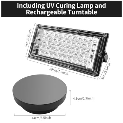 3D Printer UV Resin Curing Light with Turntable 360°Rotating Stand for SLA DLP LCD 3D Printer, Solidify Photosensitive Resin, 405nm UV Resin Affect, DIY Curing Enclosure - WoodArtSupply