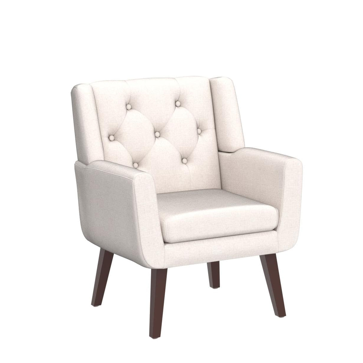 Accent Reading Chair Button-Tufted Upholstered Comfy Mid Century Modern Chair with Linen Fabric Lounge Arm Chairs for Living Room Bedroom (Beige) Living&Giving