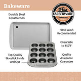 Farberware Bakeware Nonstick Cookie Baking Sheets, 3-Piece Set, Gray Farberware