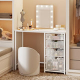 White Vanity Desk with 4 Large Drawers, 40“ Vanity Desk no Mirror, Small Makeup Vanity with Visual Large Capacity Iron Drawer with classification grid, Desks for Home Office Small Space with Storage Hcaauynk