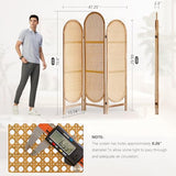Asnefeli Room Divider 3 Panels, Hand-Woven Rattan Room Divider Wall, Foldable Wood Divider Screen, Creative Divider Wall, Folding Privacy Screens, Unique Design Privacy Divider Panel (Natural) Asnefeli