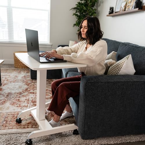 Mount-It! Adjustable Rolling Laptop Desk, Mobile Standing Desk with Wheels, Small Sit-Stand Computer Cart for Home, Office, or Classroom, 29.6–44.2" Height, 23.6"x20.5" Desktop, White Mount-It!