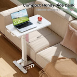 JYLH JOYSEEKER Foldable Mobile Standing Desk, 27 Inch Small Rolling Laptop Cart Height Adjustment, 90° Tiltable Bedside Table, No Assembly Needed Portable Computer Workstation, White JYLH JOYSEEKER